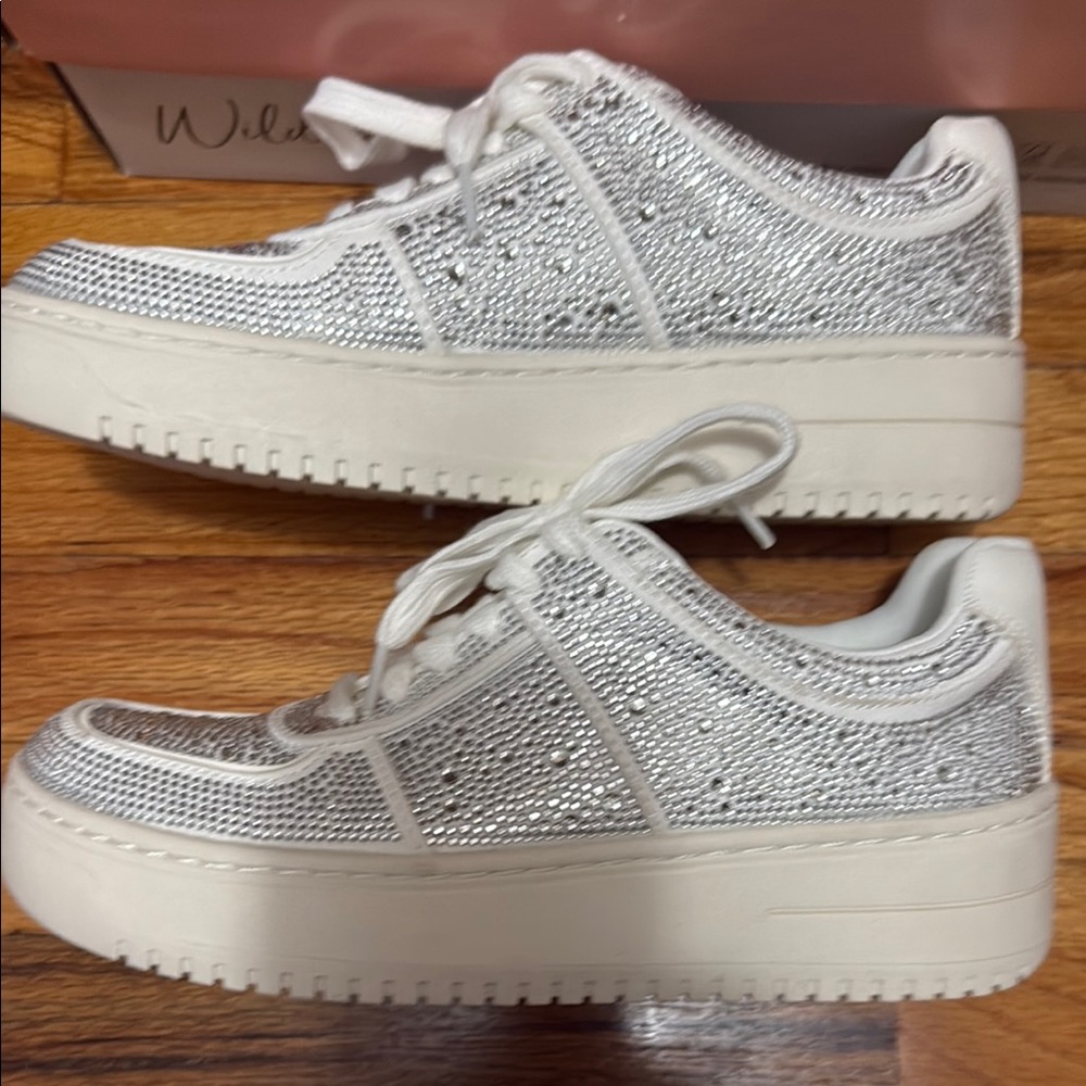 Wild Pair White and Silver Studded Sneakers - Picture 5 of 5